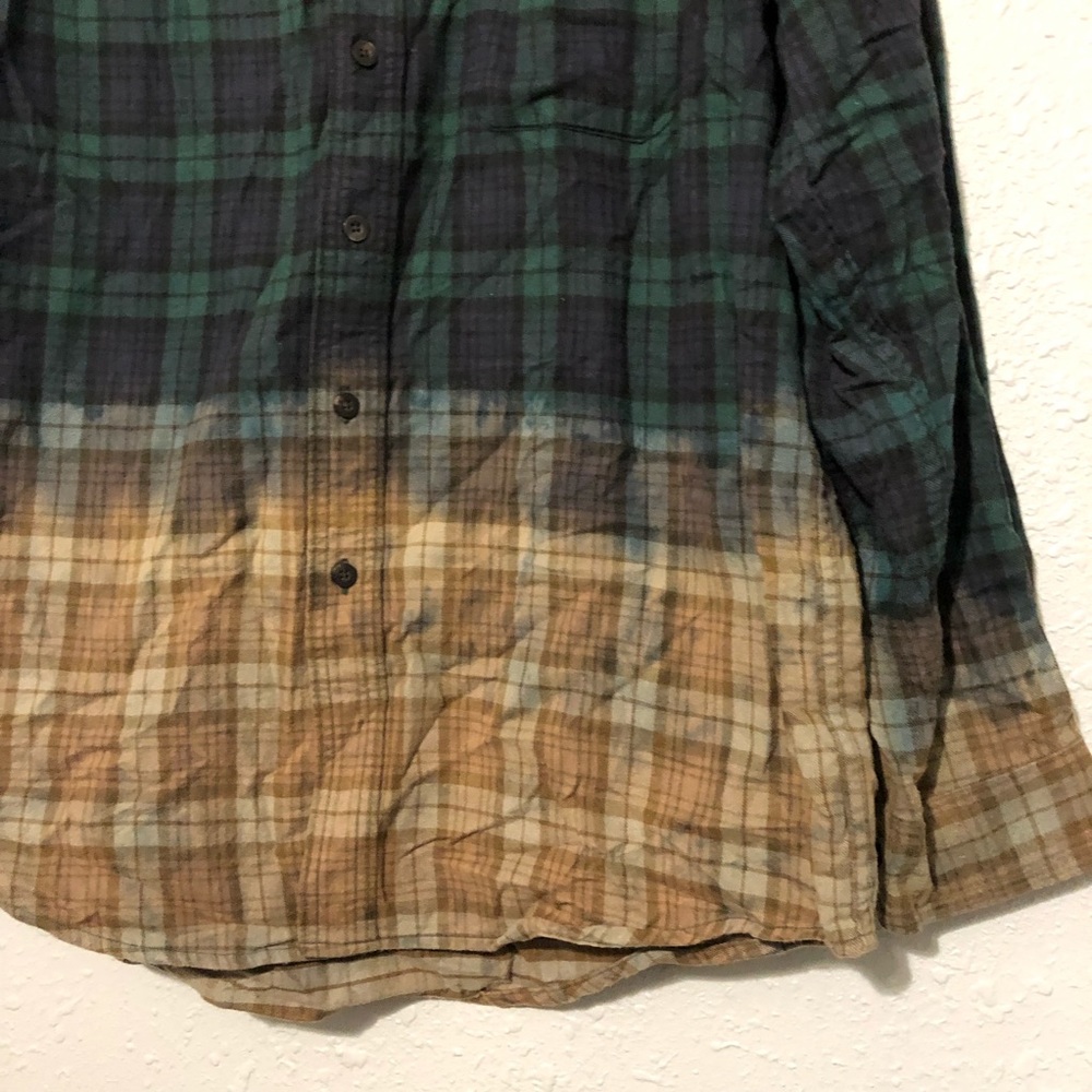 Ll Bean Hand Bleached Dip Dyed Custom Plaid Butto… - image 3